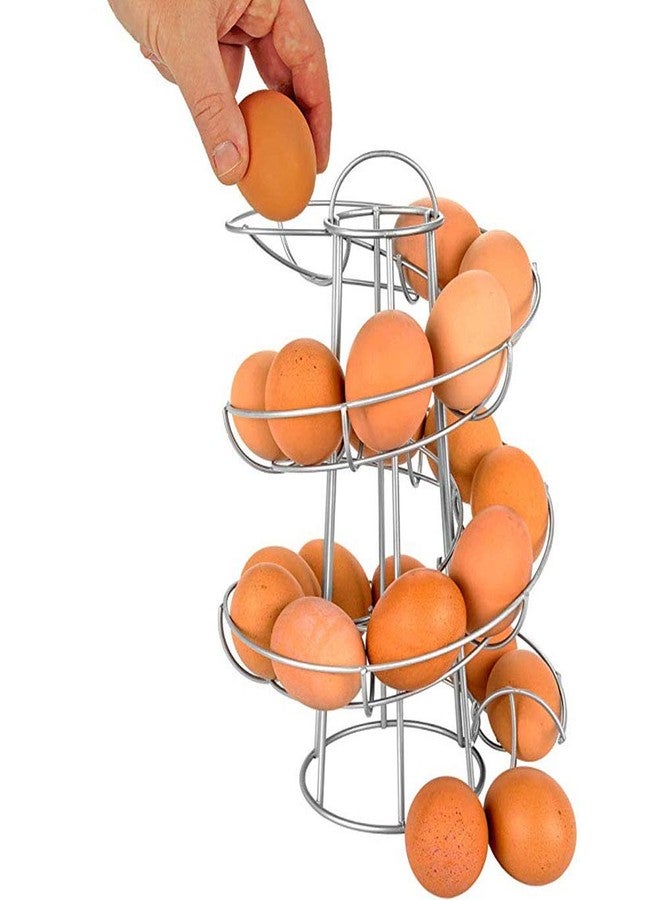 ariarly Steel Egg Skelter Dispenser Rack,Spiral Egg Holder, Save space, Egg Display Holder, Wire Chicken Egg Storage Organizer,Egg Basket for Countertop Kitchen (Silver) - Image 5